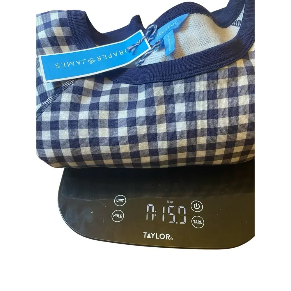 Draper James 1X Womens Natalie Sweatshirt Nassau Navy Gingham Classic Nautical - Picture 12 of 14